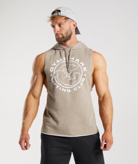 Men's Gymshark Legacy Drop Arm Hoodie Beige | CA 0713D5